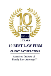 10 Best | 2017-2018 | 2 years | 10 Best Law Firm | Client Satisfaction | American Institute of Family Law Attorneys